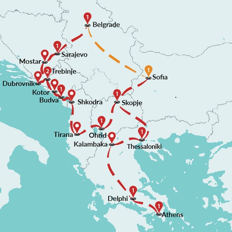 balkans tour map